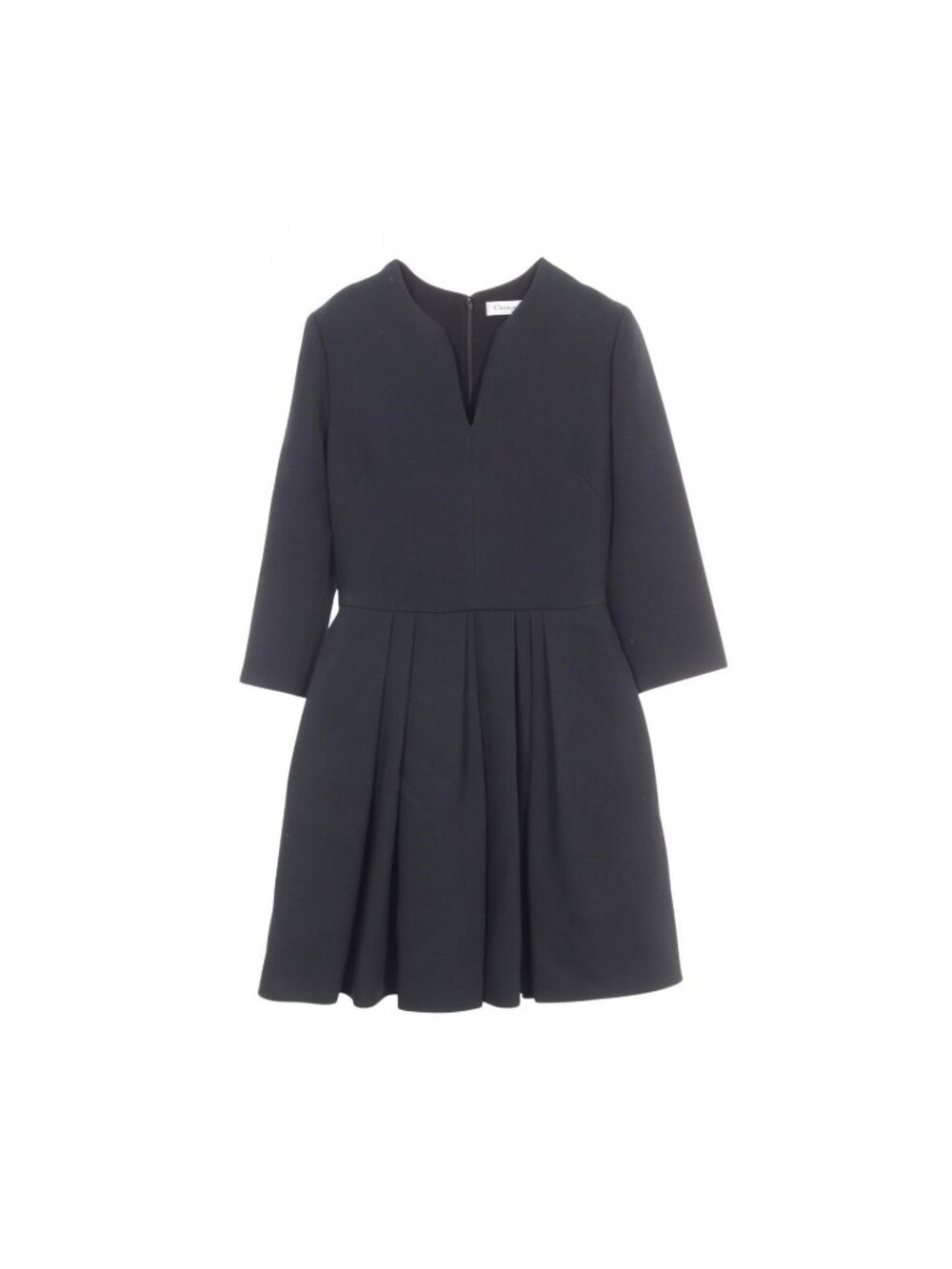Dior Dress Three Quarter Sleeve Black Wool Silk